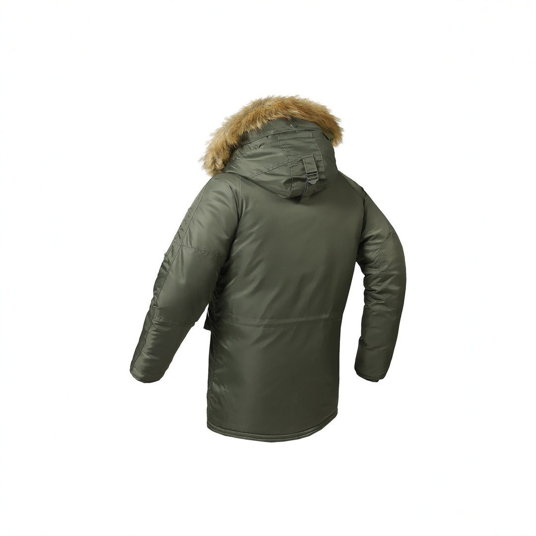Herren langer Thermo-Parka mit Kapuze und abnehmbarem Kunstfellbesatz Echo Archiv