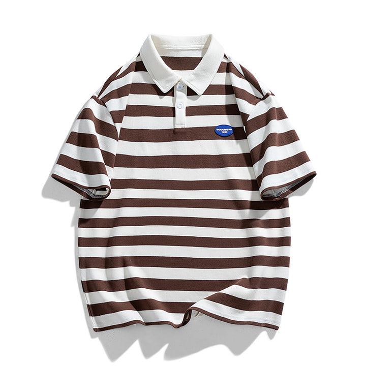 Herren lässiges Poloshirt mit breiten Streifen und hochwertiger Baumwolle Echoarchiv
