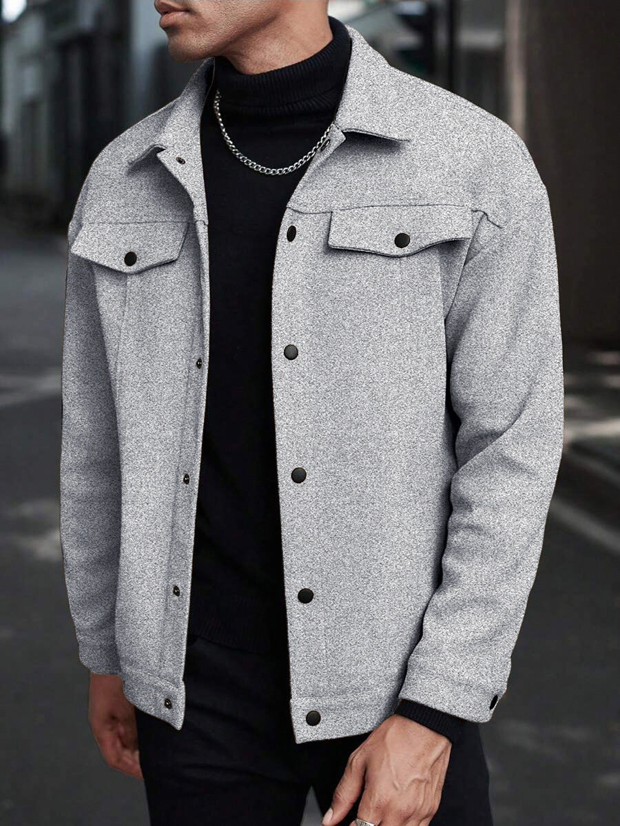 Herren modische Overshirt-Jacke mit praktischen Taschen und druckknopfverschluss Echoarchiv