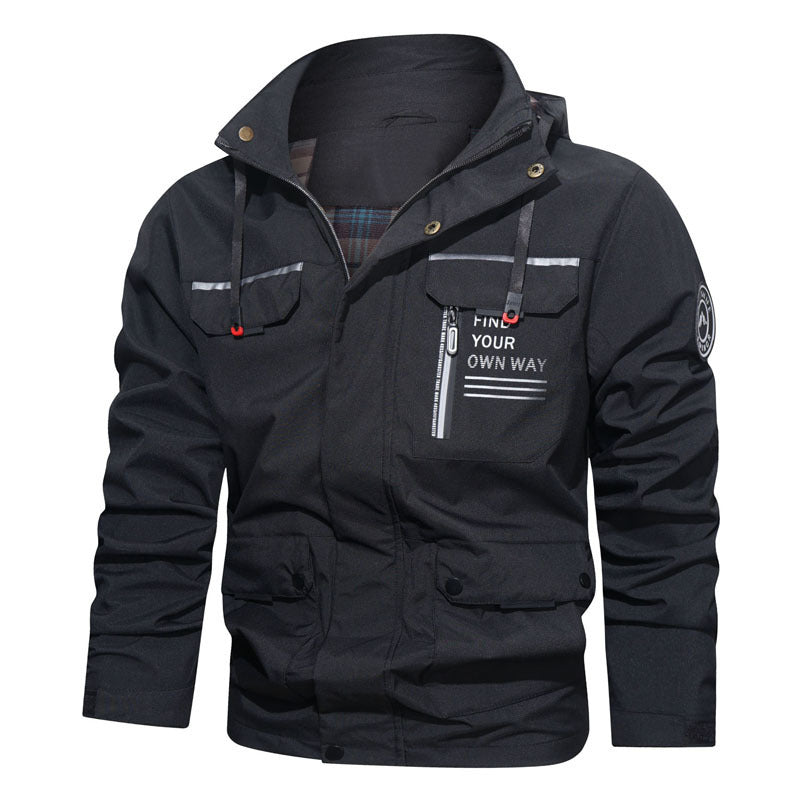 Herren wasserabweisende Kapuzen-Fieldjacke mit Brustreißverschluss und Multifunktions-Taschen Echo Archiv
