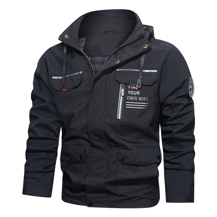 Herren wasserabweisende Kapuzen-Fieldjacke mit Brustreißverschluss und Multifunktions-Taschen Echo Archiv
