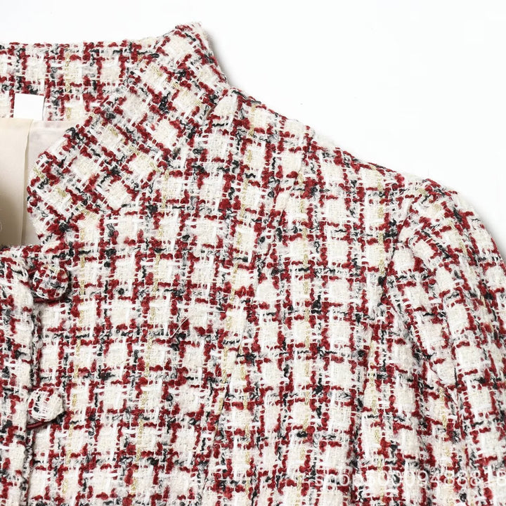 Damen Kurzjacke aus Bouclé-Tweed mit Stehkragen und Kunstfellbündchen Echo Archiv