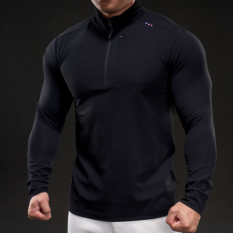 Herren Slim-Fit Thermo-Longsleeve mit Stehkragen und Brustreißverschluss Echoarchiv