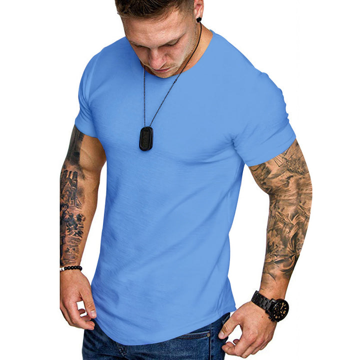 Herren nan figurbetontes Rundhalsshirt mit athletischem Schnitt elastischem Baumwoll-Elasthan-Mix und abgerundetem Saum Echo Archiv