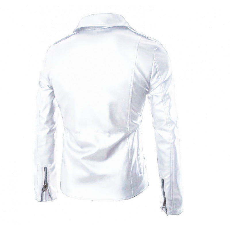 Herren elegante Biker-Lederjacke mit asymmetrischem Reißverschluss und funktionalen Taschen Echoarchiv