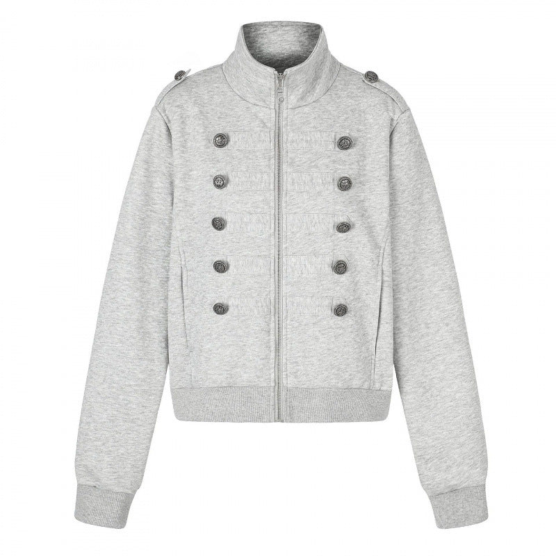 Unisex Sweatjacke im Military-Look mit doppelter Knopfleiste Echo Archiv