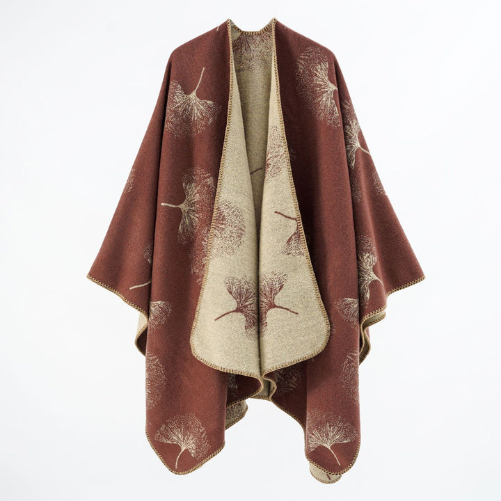 Damen Oversize‑Wickelcape aus jacquardgestricktem Wollmix mit Pusteblumenmuster Echo Archiv