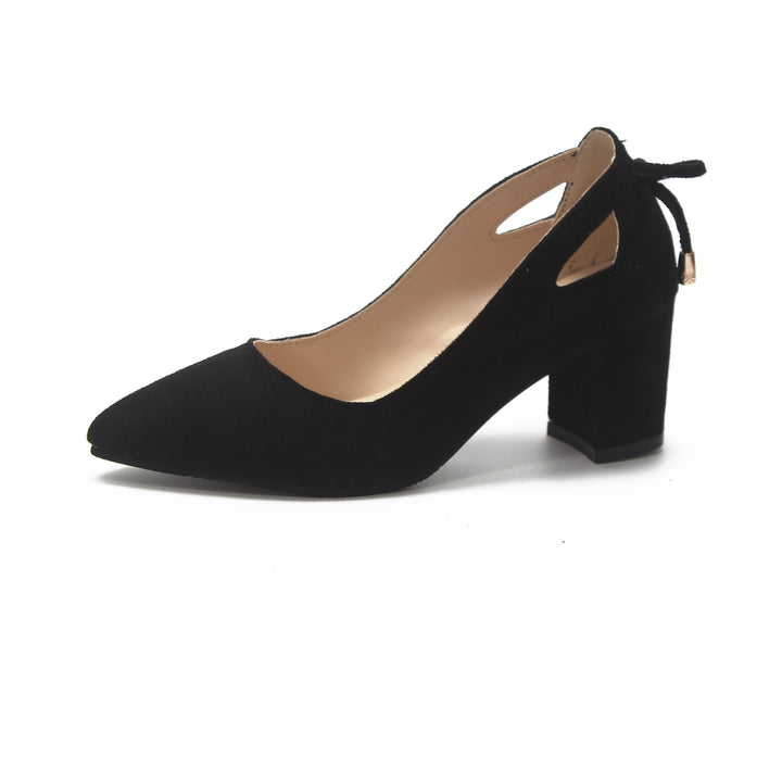 Damen nan spitze Pumps mit seitlichen Cut-Outs, Fersenband mit Zierkordel und massivem Blockabsatz Echo Archiv