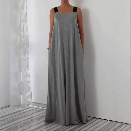 Damen luftiges Maxikleid mit verstellbaren Trägern und Taschen Echo Archiv