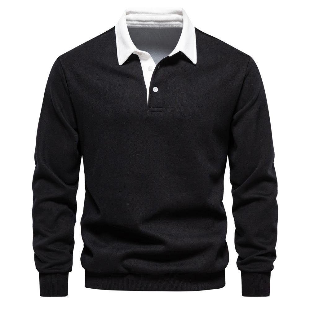 Herren nan elegantes Langarm-Poloshirt mit Kontrastkragen Echo Archiv