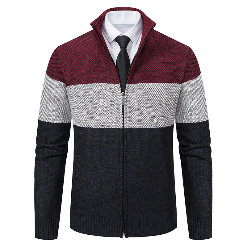 Herren modische Strickjacke mit hohem Kragen und modernem Reißverschluss Echoarchiv
