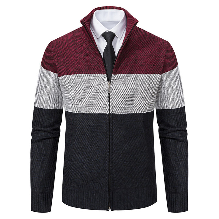Herren modische Strickjacke mit hohem Kragen und modernem Reißverschluss Echoarchiv