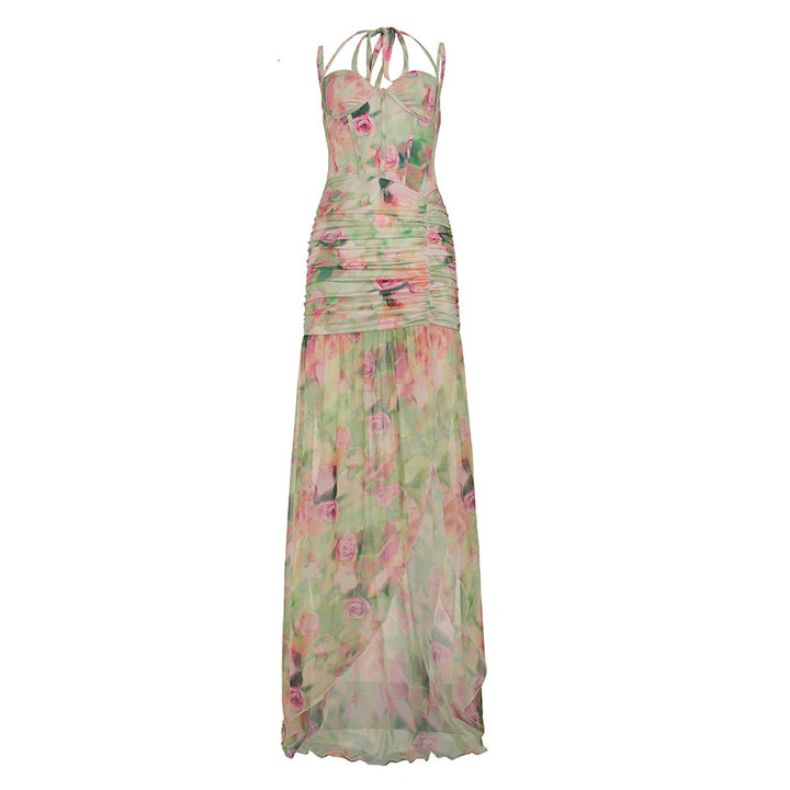 Damen romantisches Maxikleid mit floralem Druck und raffinierten Rüschendetails Echo Archiv