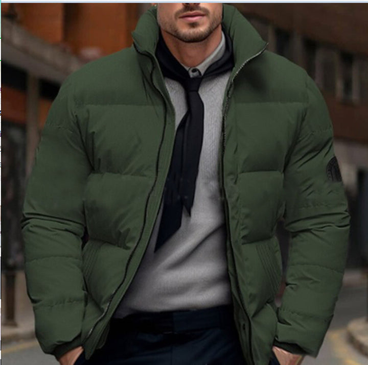 Herren gesteppte Winterjacke mit hohem Kragen und individuell anpassbarem Verschluss Echoarchiv
