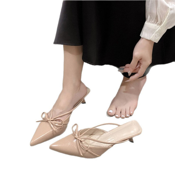 Damen Spitz zulaufende Mules mit feinen Slingback‑Riemchen und Zierschleife – Lioré