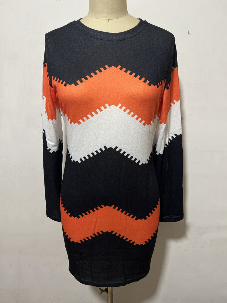 Damen nan Longsleeve-Strickkleid mit Chevron-Muster, geradem Saum und körperumspielender Passform Echo Archiv