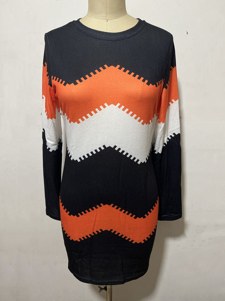 Damen nan Longsleeve-Strickkleid mit Chevron-Muster, geradem Saum und körperumspielender Passform Echo Archiv