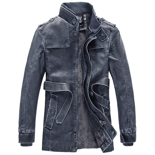 Herren Gefütterte Utility-Jeansjacke mit hohem Stehkragen Echoarchiv