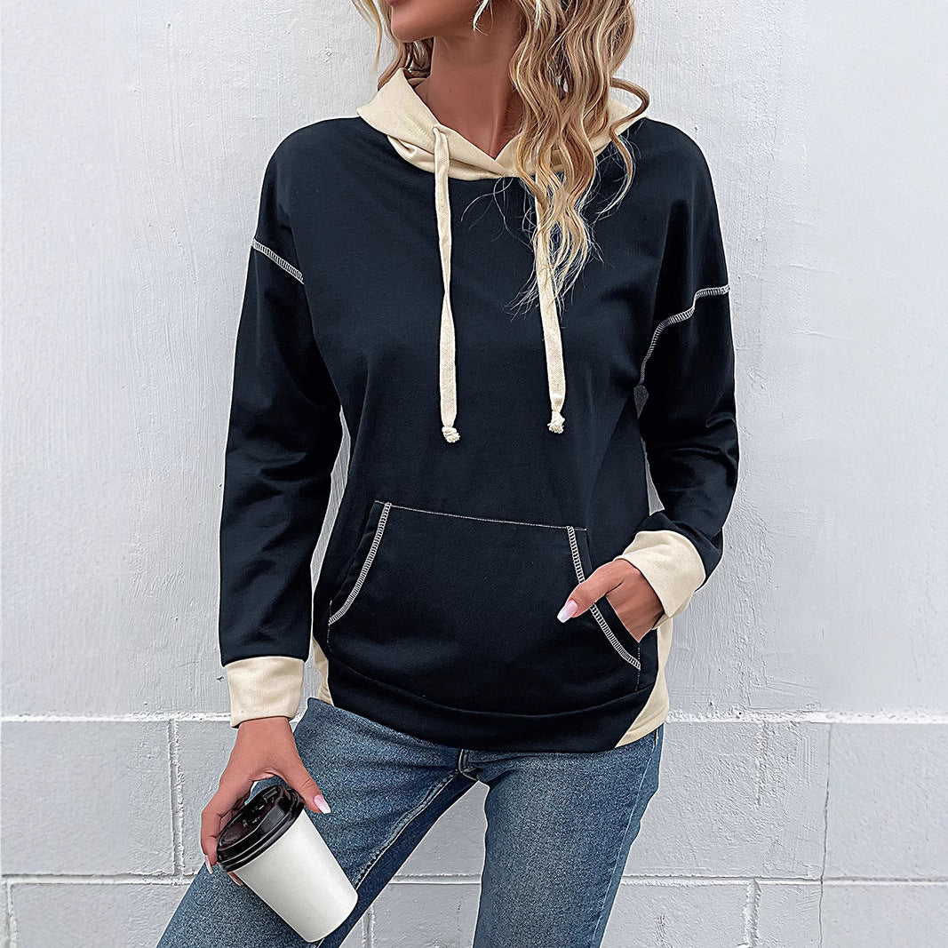 Damen Lässiger Kapuzenpullover mit kontrastierenden Ärmeln Echo Archiv