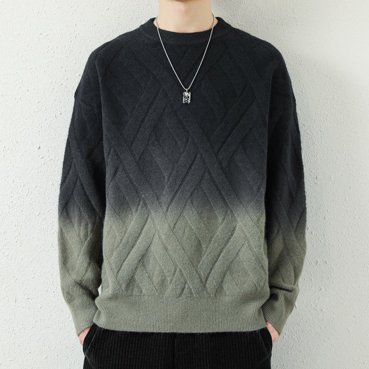 Herren Gemusterter Strickpullover mit modischem Farbverlauf Echoarchiv