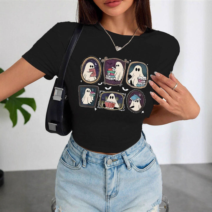Damen Crop-T-Shirt mit verspieltem Geistermotiv Echo Archiv