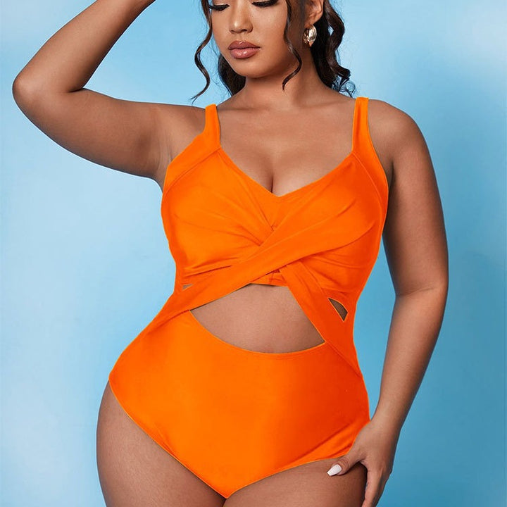 Damen Einteiler Badeanzug mit raffiniertem Wickeldesign und seitlichen Cut-Outs Echo Archiv
