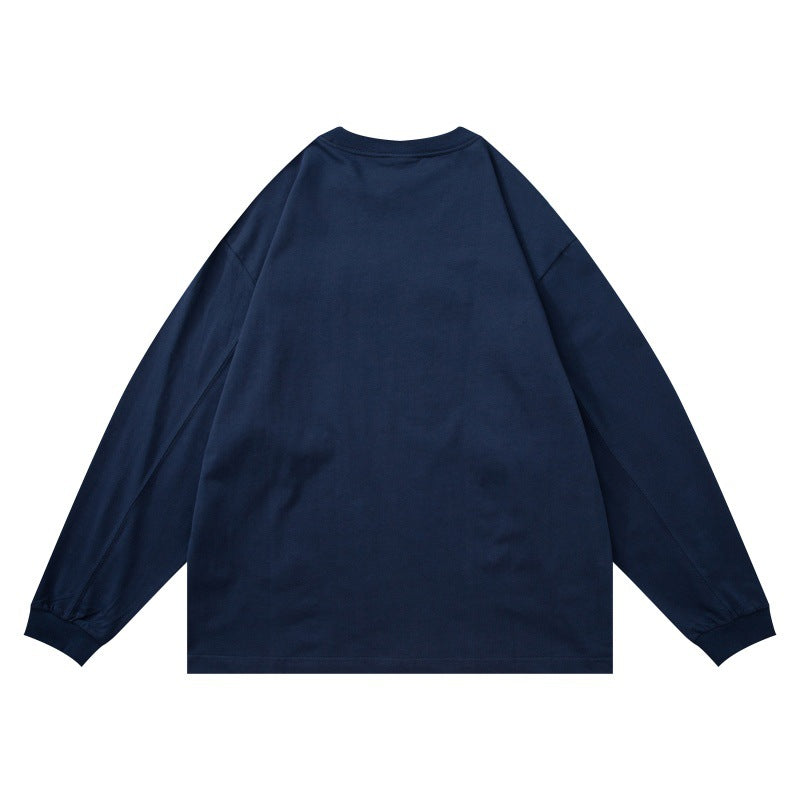 Unisex Oversize-Langarmshirt mit Chenille-Logo und Rundhalsausschnitt Echoarchiv