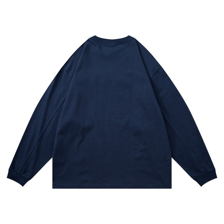Unisex Oversize-Langarmshirt mit Chenille-Logo und Rundhalsausschnitt Echoarchiv