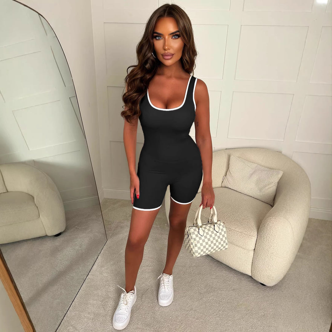 Damen Sportlicher Jumpsuit mit dekorativen Kontrastnähten und figurformendem Schnitt Echo Archiv