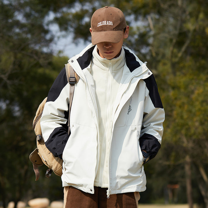Damen zweilagige wasserabweisende Outdoorjacke mit Kapuze, Taillenregulierung und Kontrastbesätzen Echoarchiv