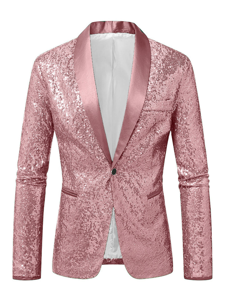 Herren Funkelnder Paillettenblazer mit modernem Schnitt Echoarchiv