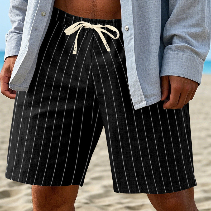 Herren Strandshorts mit Elastischem Bund und Stilvollem Streifenmuster Echoarchiv
