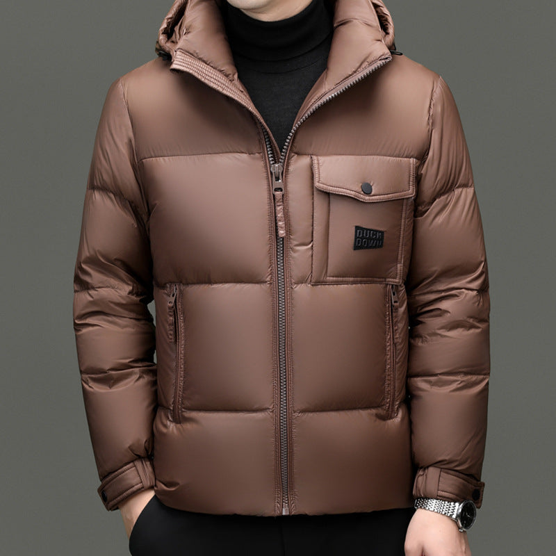 Herren Modische gesteppte Winterjacke mit Kapuze Echoarchiv