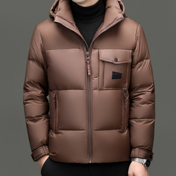 Herren Modische gesteppte Winterjacke mit Kapuze Echoarchiv