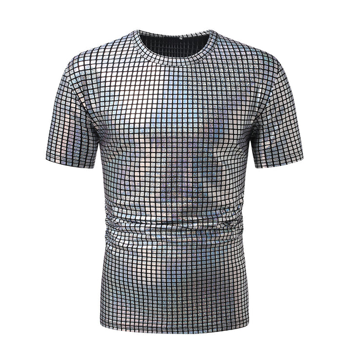 Herren modisches Kurzarm T-Shirt im schimmernden Quadratdesign Echoarchiv