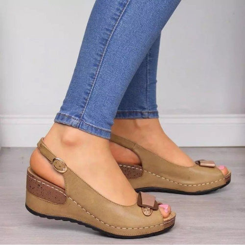 Damen Keil‑Slingback‑Sandalen mit gepolstertem Komfortfußbett und Zierschleife – Sorelia