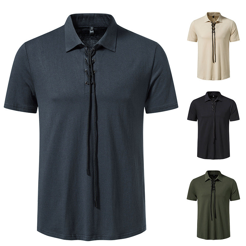 Herren Polo-Shirt mit einzigartigem Schnürdesign Echoarchiv