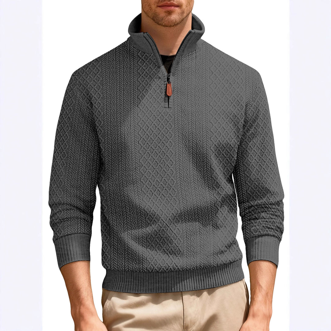 Herren lässiger Stehkragen Pullover mit strukturierter Strickqualität Echoarchiv