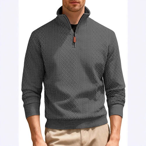 Herren lässiger Stehkragen Pullover mit strukturierter Strickqualität Echoarchiv