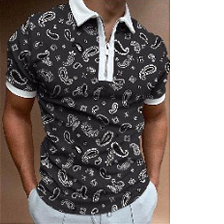 Herren Poloshirt mit modischem Paisley-Muster und Reißverschluss Echoarchiv