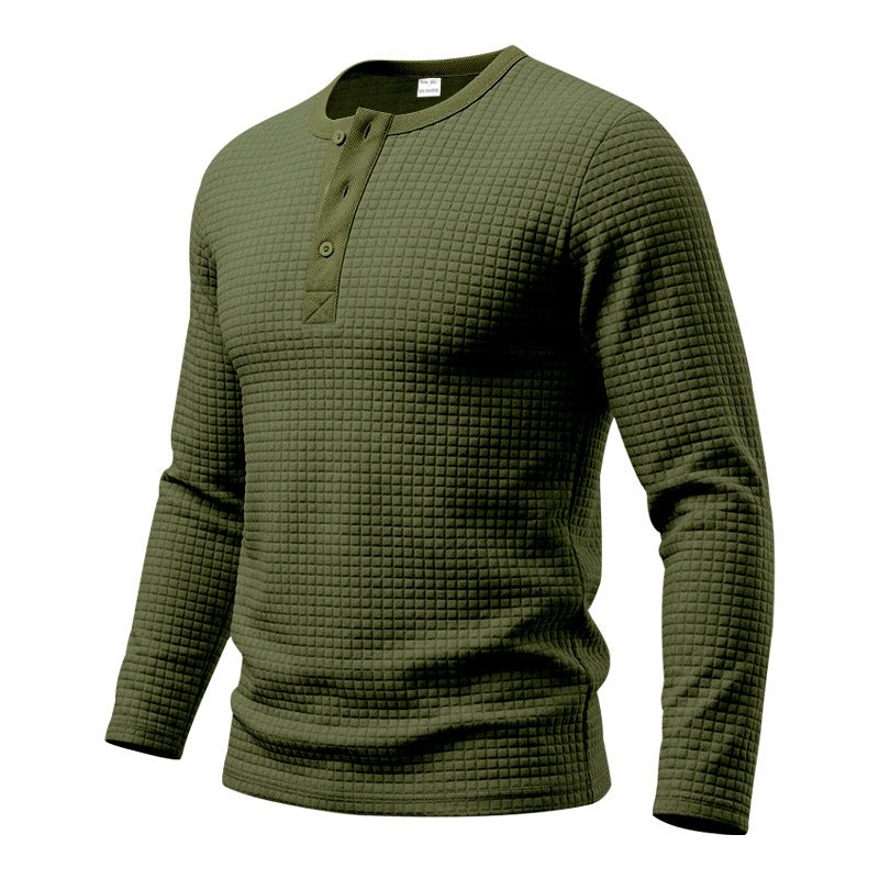 Herren Texturiertes Thermo-Henley-Langarmshirt mit Waffelstruktur und abgerundetem Saum Echoarchiv