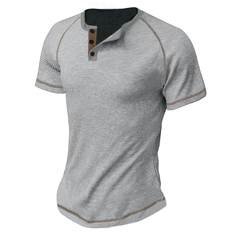 Herren Kurzarm-Henley-T-Shirt mit Kontrastakzenten Echoarchiv