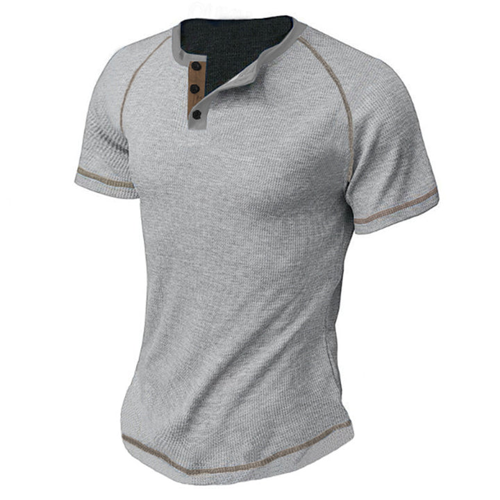 Herren Kurzarm-Henley-T-Shirt mit Kontrastakzenten Echoarchiv