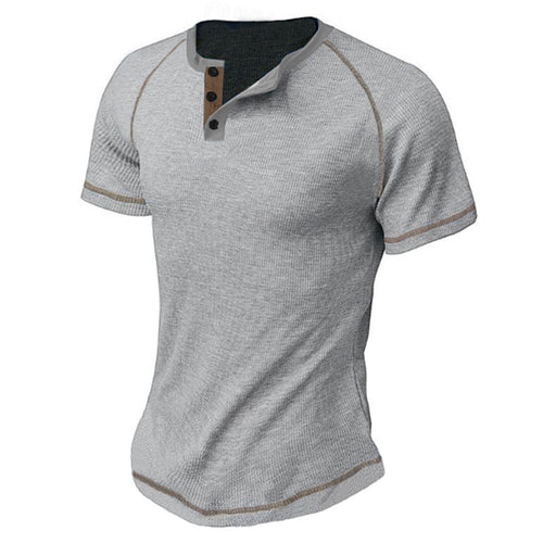 Herren Kurzarm-Henley-T-Shirt mit Kontrastakzenten Echoarchiv