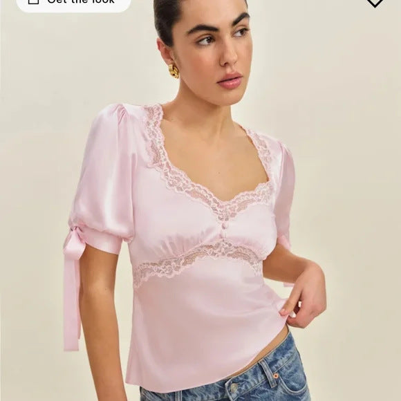 Damen Satinbluse mit Spitzenakzenten Echo Archiv