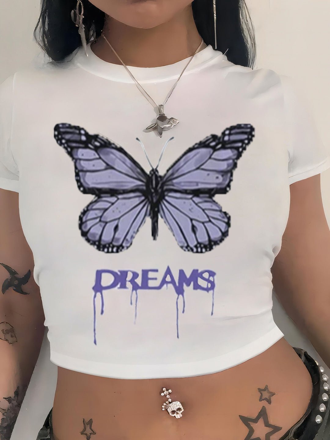 Damen cropped T-Shirt mit exklusivem Pferdemotiv und figurbetontem Schnitt Echo Archiv