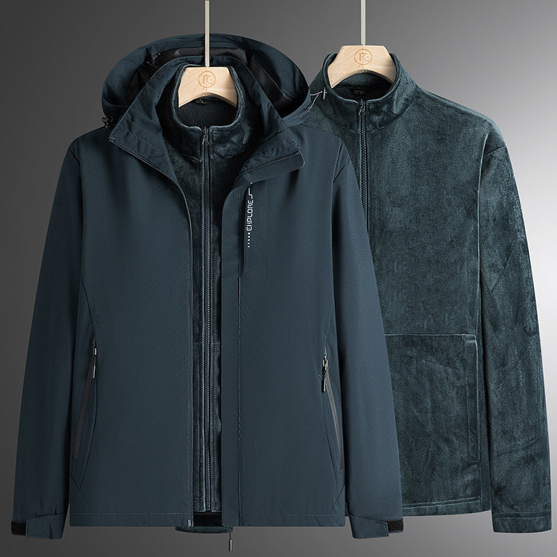 Herren Modular Softshell Parka mit abnehmbarer Fleece-Innenjacke, winddichter Außenschale und verstellbarer Kapuze – Taviero