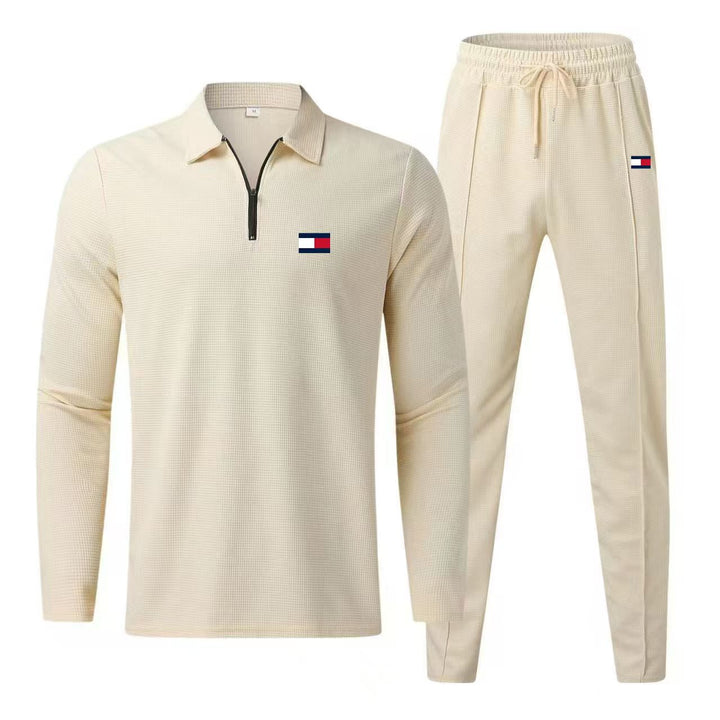 Herren sportliches Funktionsset mit modernem Kragen und elastischem Bund Echoarchiv