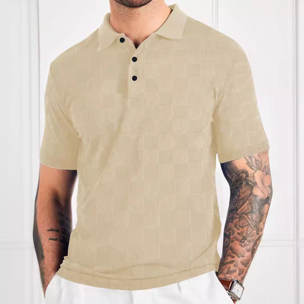 Herren Poloshirt mit strukturiertem Design und modischen Knöpfen Echoarchiv