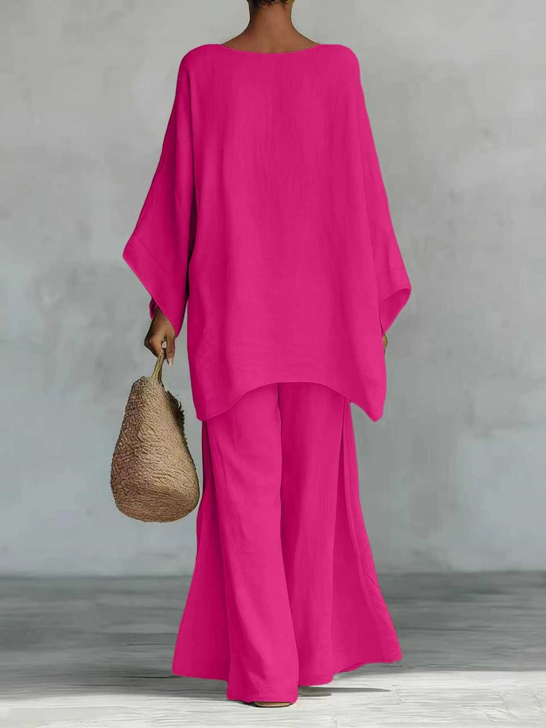 Damen Lässiges Oversize-Kaftanoberteil mit weiten Palazzohosen Echoarchiv